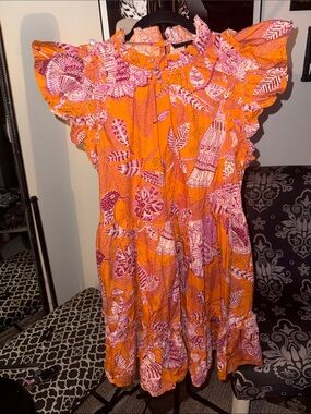 House of Harlow 1960 Orange and Pink Floral Ruffle Dress